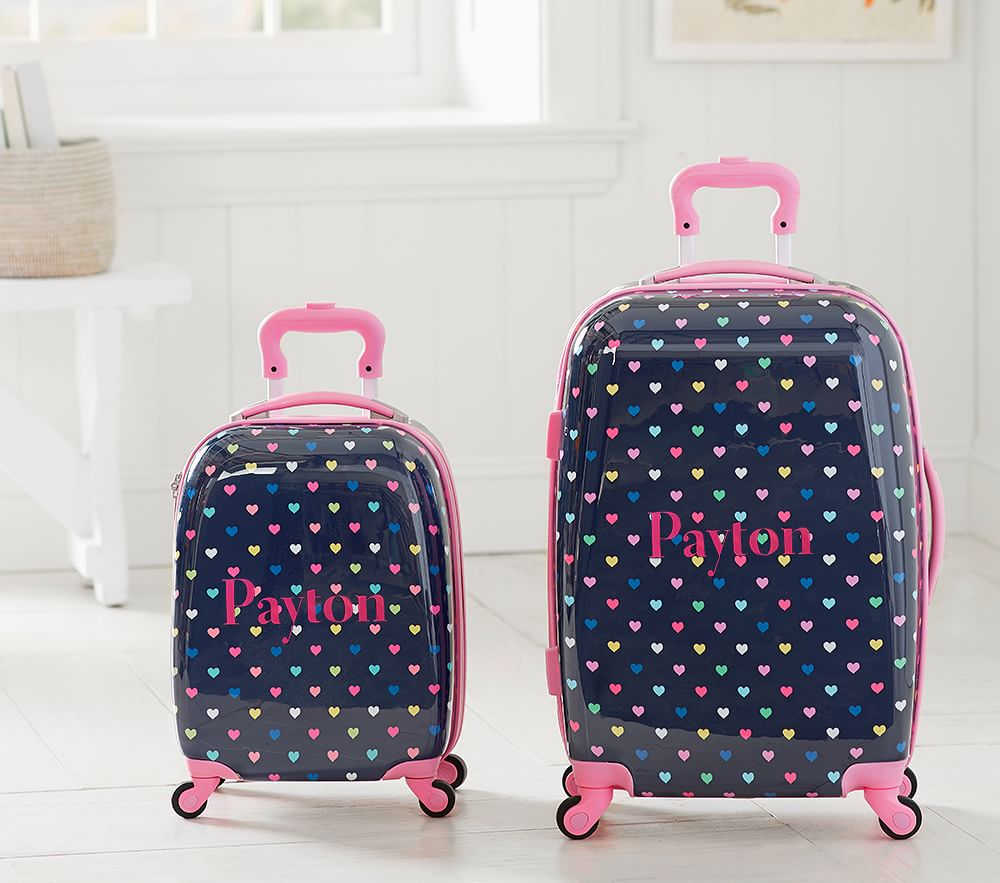 Mackenzie Navy Multi Hearts Hard Sided Spinner Luggage